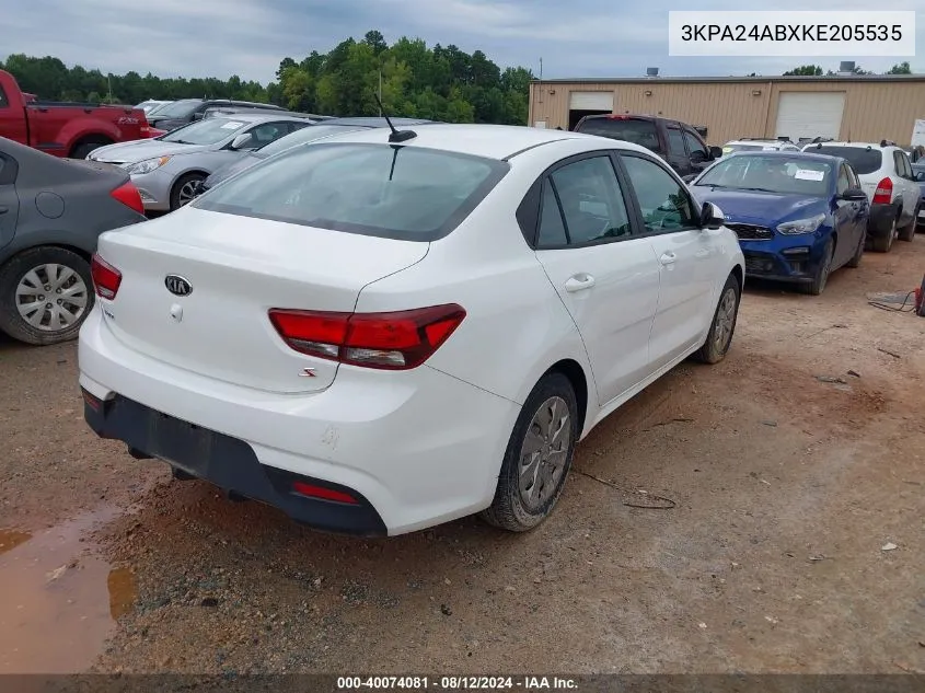 2019 Kia Rio S VIN: 3KPA24ABXKE205535 Lot: 40074081