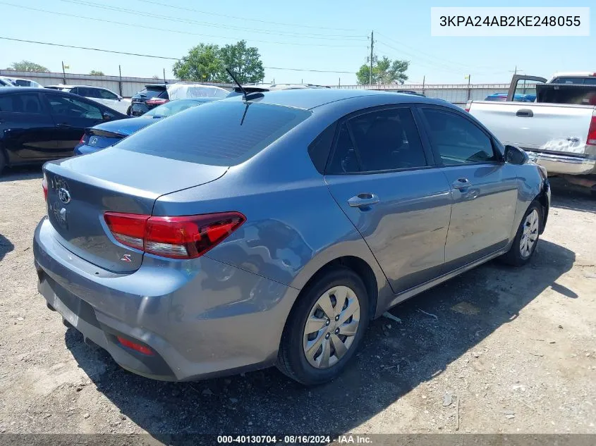 2019 Kia Rio S VIN: 3KPA24AB2KE248055 Lot: 40130704