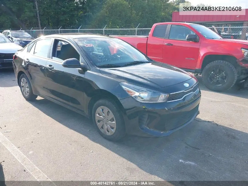 2019 Kia Rio S VIN: 3KPA24AB3KE210608 Lot: 40142761