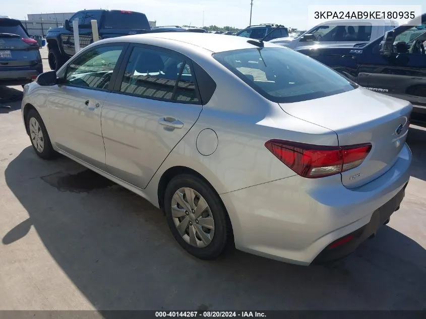 2019 Kia Rio S VIN: 3KPA24AB9KE180935 Lot: 40144267