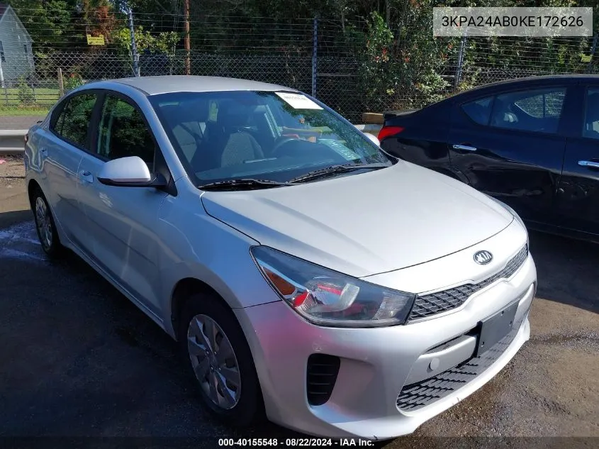 2019 Kia Rio S VIN: 3KPA24AB0KE172626 Lot: 40155548