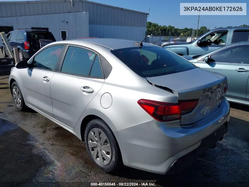 3KPA24AB0KE172626 2019 Kia Rio S