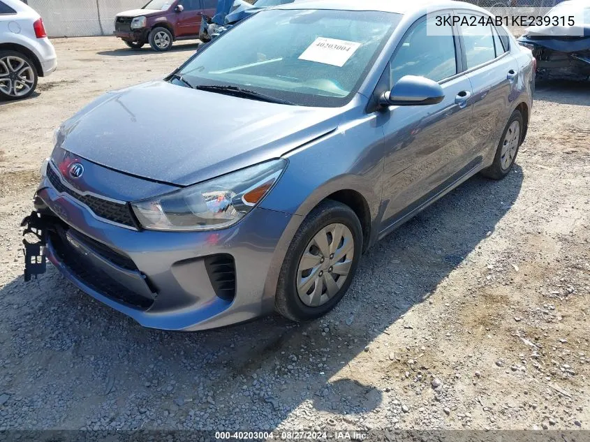 2019 Kia Rio S VIN: 3KPA24AB1KE239315 Lot: 40203004