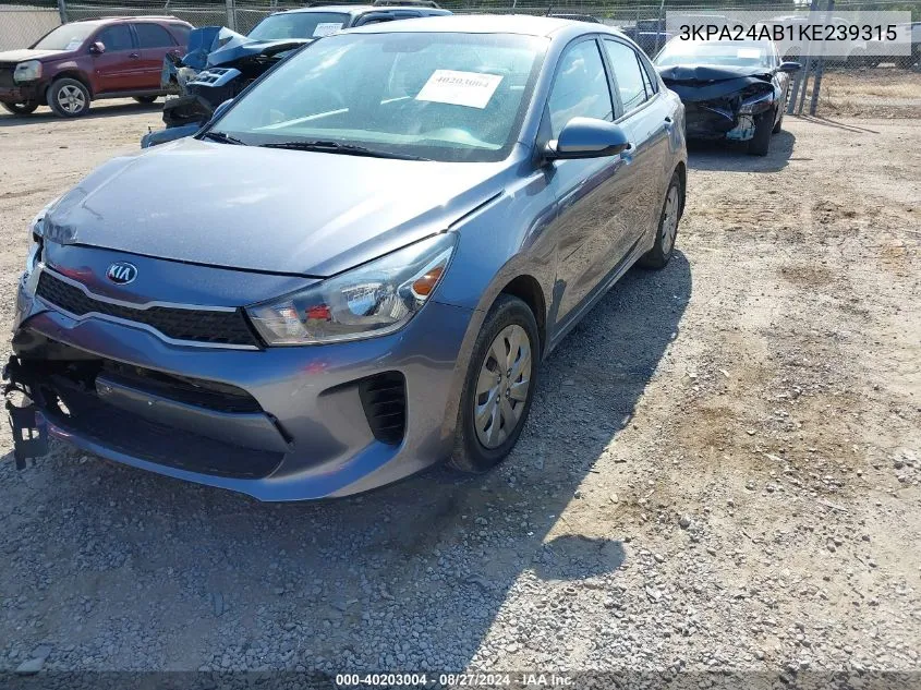 2019 Kia Rio S VIN: 3KPA24AB1KE239315 Lot: 40203004