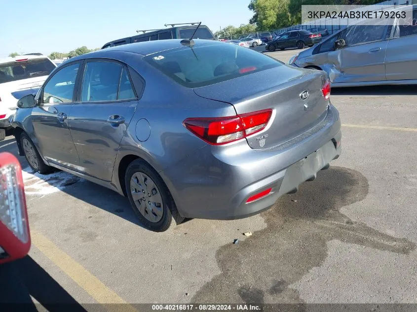 2019 Kia Rio S VIN: 3KPA24AB3KE179263 Lot: 40216817