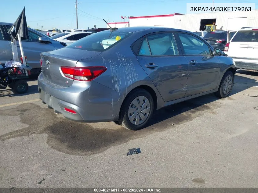 2019 Kia Rio S VIN: 3KPA24AB3KE179263 Lot: 40216817