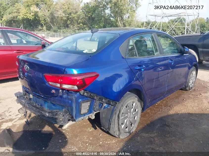 2019 Kia Rio S VIN: 3KPA24AB6KE207217 Lot: 40221816