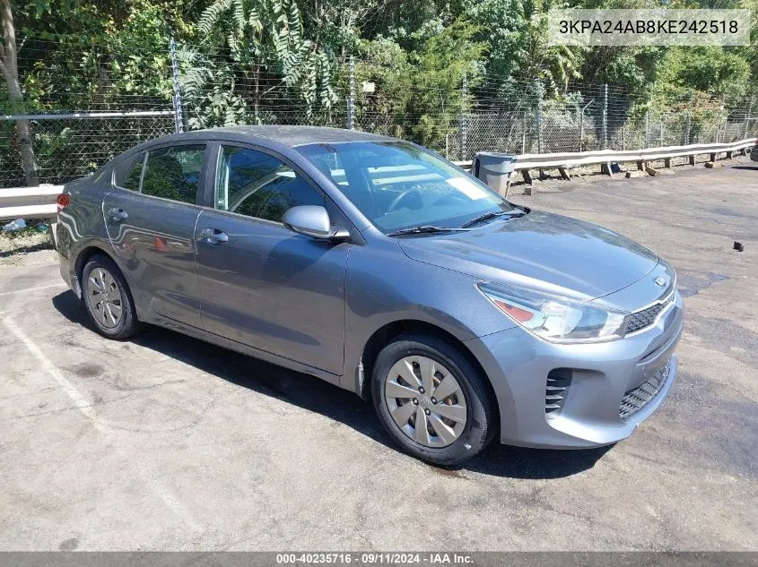 2019 Kia Rio S VIN: 3KPA24AB8KE242518 Lot: 40235716