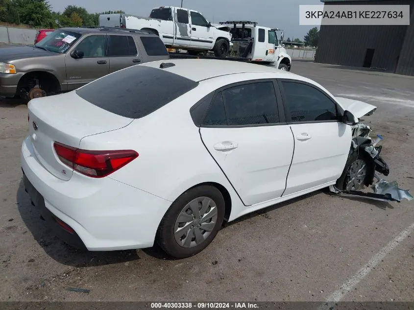 2019 Kia Rio S VIN: 3KPA24AB1KE227634 Lot: 40303338