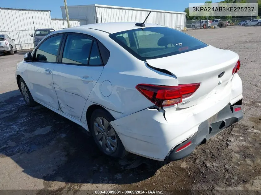 2019 Kia Rio S VIN: 3KPA24AB3KE225237 Lot: 40309681