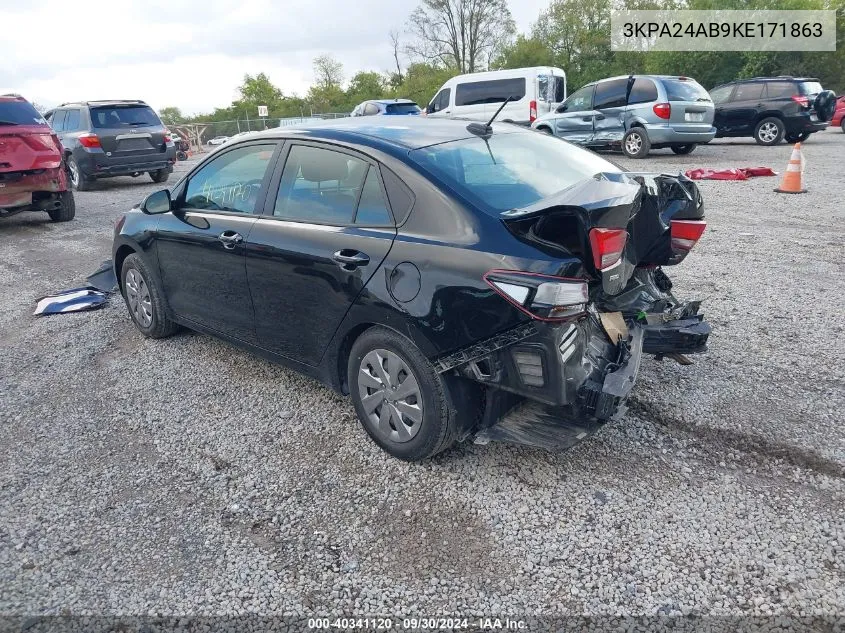 2019 Kia Rio S VIN: 3KPA24AB9KE171863 Lot: 40341120