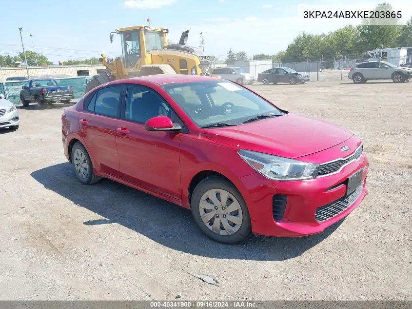 2019 Kia Rio S VIN: 3KPA24ABXKE203865 Lot: 40341900