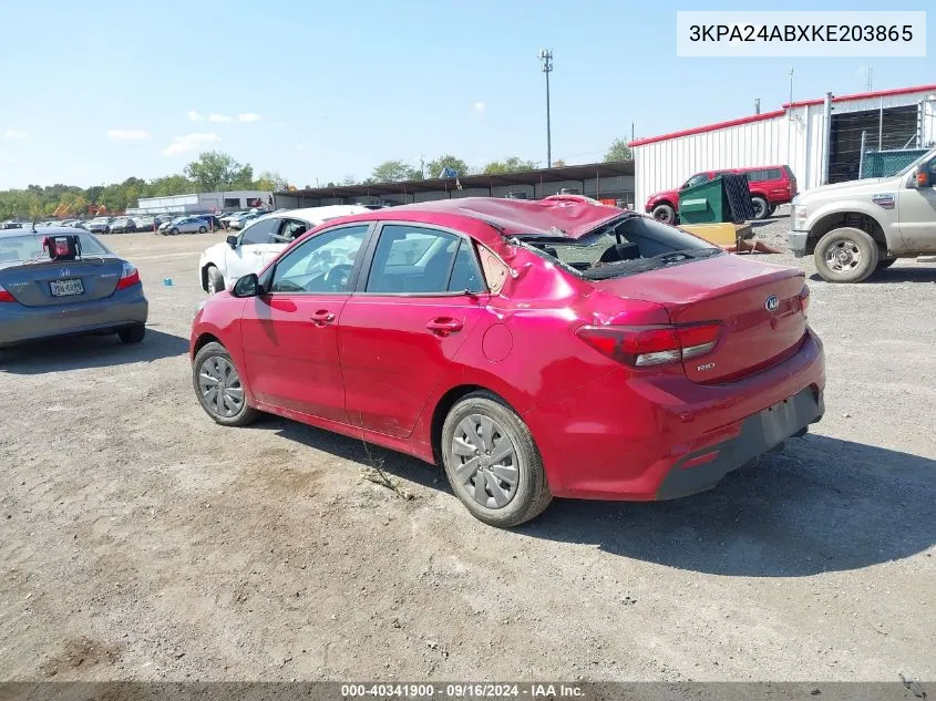 2019 Kia Rio S VIN: 3KPA24ABXKE203865 Lot: 40341900