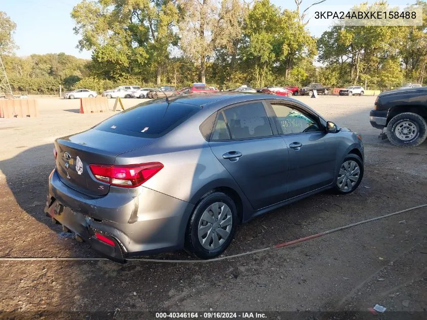 2019 Kia Rio S VIN: 3KPA24ABXKE158488 Lot: 40346164