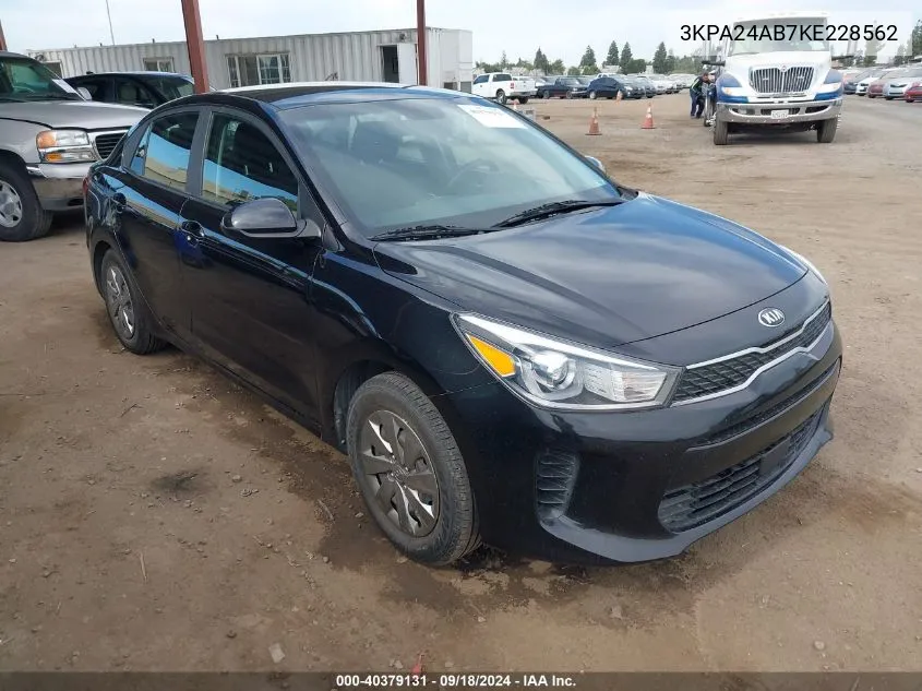 2019 Kia Rio S VIN: 3KPA24AB7KE228562 Lot: 40379131