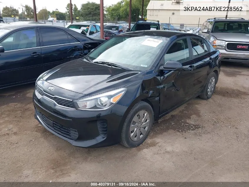 2019 Kia Rio S VIN: 3KPA24AB7KE228562 Lot: 40379131