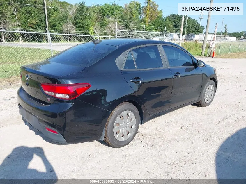 2019 Kia Rio S VIN: 3KPA24AB8KE171496 Lot: 40390695