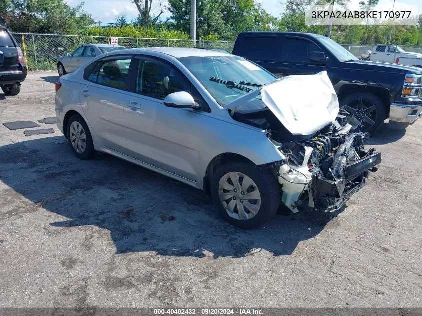 2019 Kia Rio S VIN: 3KPA24AB8KE170977 Lot: 40402432