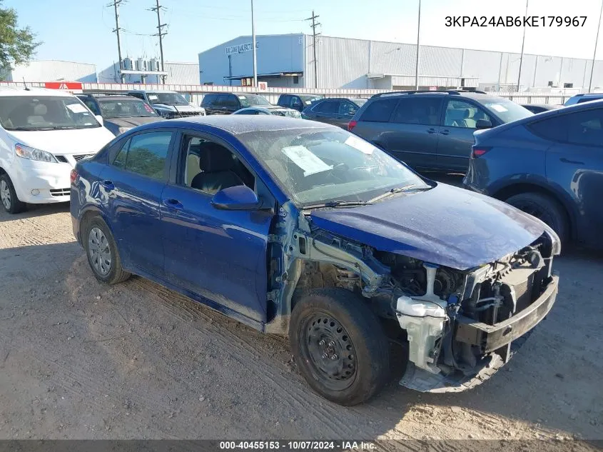 2019 Kia Rio S VIN: 3KPA24AB6KE179967 Lot: 40455153