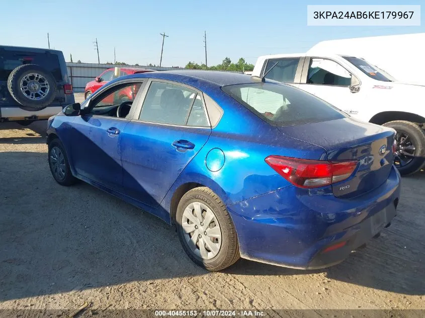 2019 Kia Rio S VIN: 3KPA24AB6KE179967 Lot: 40455153