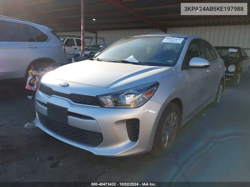 3KPA24AB5KE197988 2019 Kia Rio S