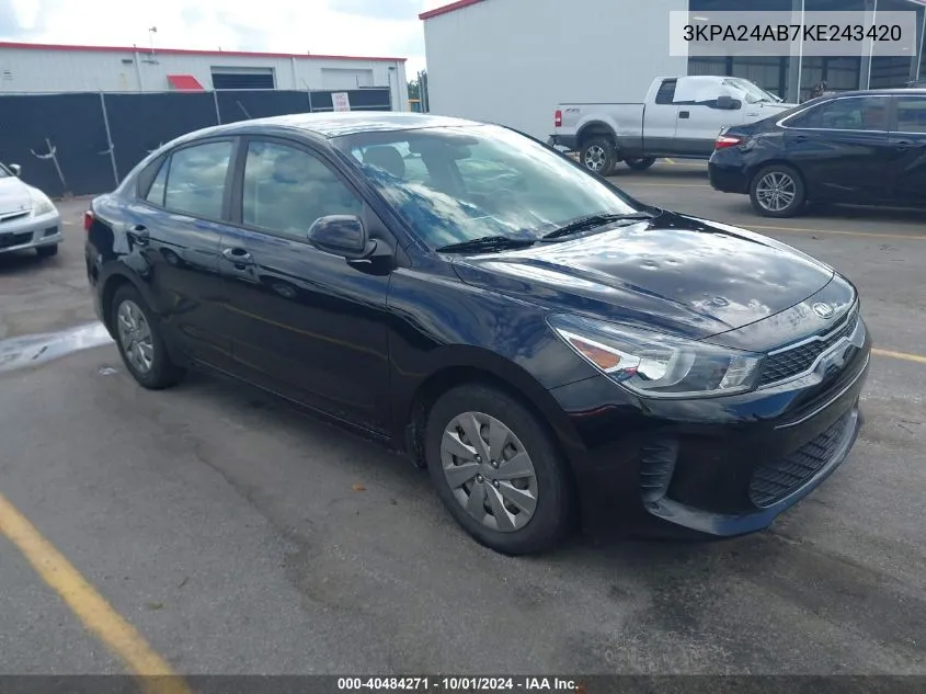 2019 Kia Rio S VIN: 3KPA24AB7KE243420 Lot: 40484271