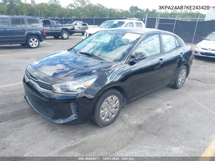 2019 Kia Rio S VIN: 3KPA24AB7KE243420 Lot: 40484271