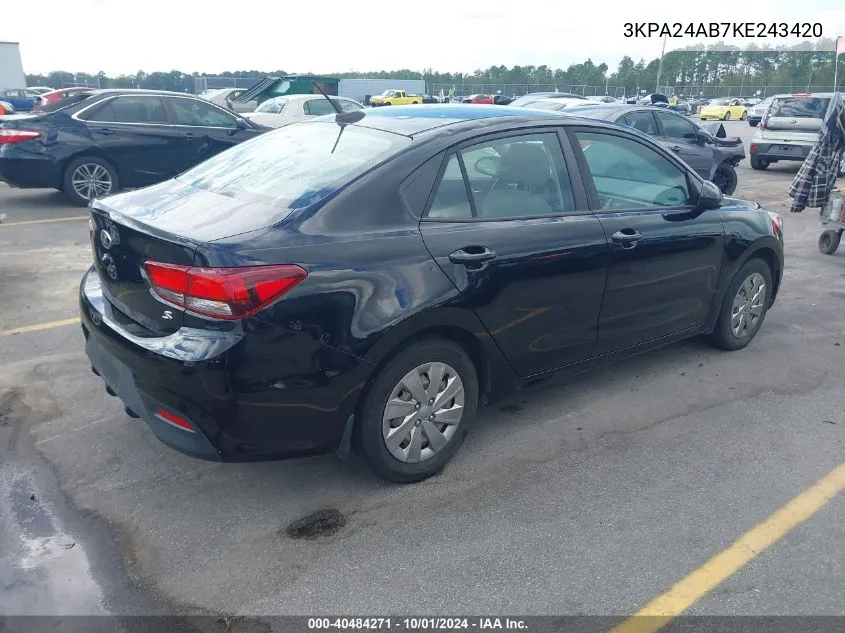 2019 Kia Rio S VIN: 3KPA24AB7KE243420 Lot: 40484271