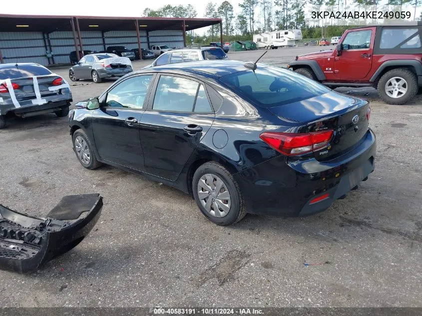 2019 Kia Rio S VIN: 3KPA24AB4KE249059 Lot: 40583191