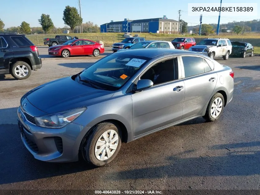 2019 Kia Rio S VIN: 3KPA24AB8KE158389 Lot: 40643828