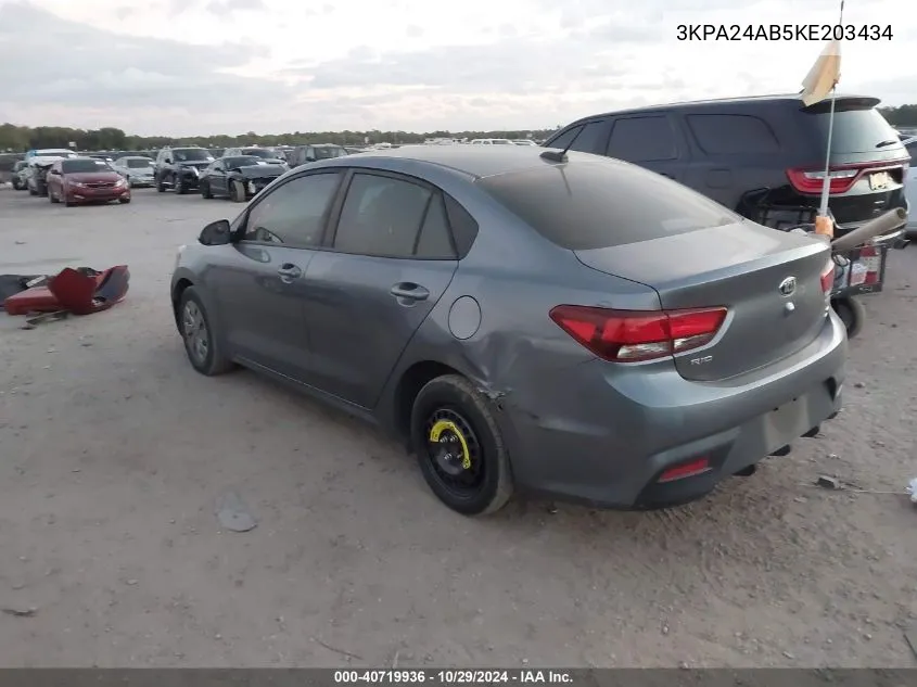 2019 Kia Rio S VIN: 3KPA24AB5KE203434 Lot: 40719936