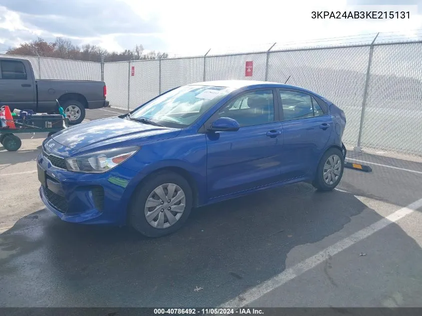 2019 Kia Rio S VIN: 3KPA24AB3KE215131 Lot: 40786492