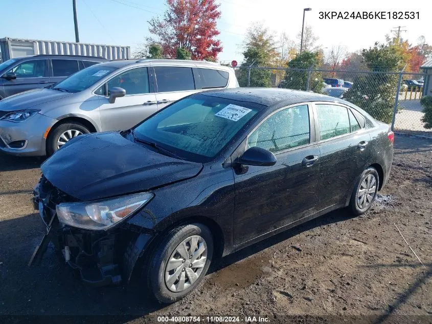 2019 Kia Rio S VIN: 3KPA24AB6KE182531 Lot: 40808754