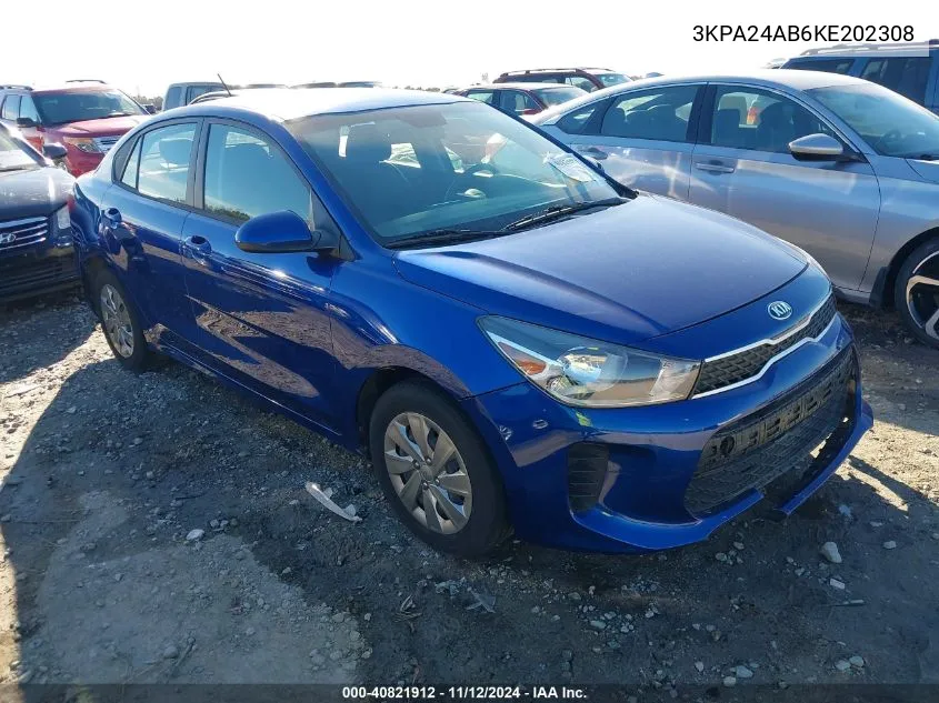 2019 Kia Rio S VIN: 3KPA24AB6KE202308 Lot: 40821912