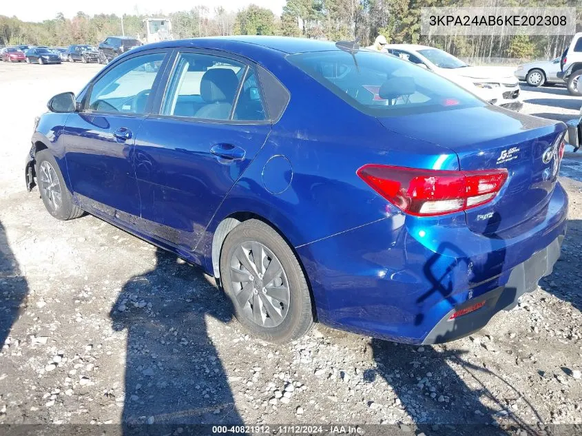 2019 Kia Rio S VIN: 3KPA24AB6KE202308 Lot: 40821912