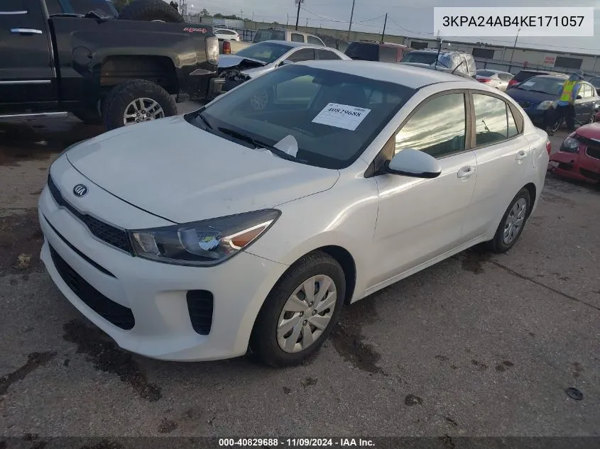 2019 Kia Rio S VIN: 3KPA24AB4KE171057 Lot: 40829688