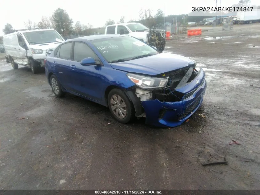 2019 Kia Rio S VIN: 3KPA24AB4KE174847 Lot: 40842510