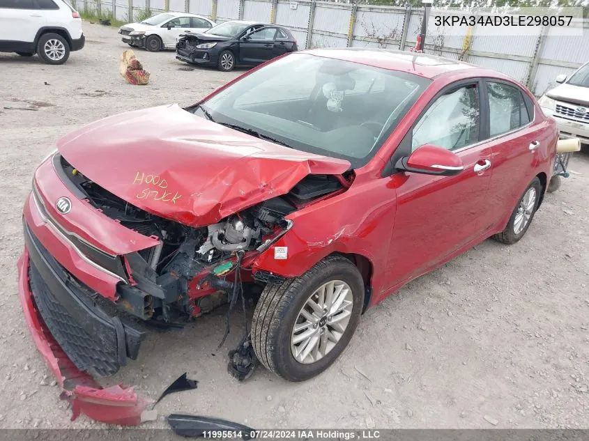 2020 Kia Rio VIN: 3KPA34AD3LE298057 Lot: 11995514