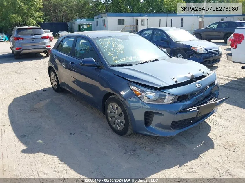 2020 Kia Rio Lx/S VIN: 3KPA25AD7LE273980 Lot: 12088149