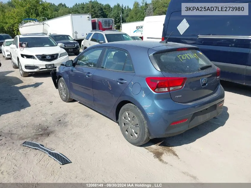 2020 Kia Rio Lx/S VIN: 3KPA25AD7LE273980 Lot: 12088149