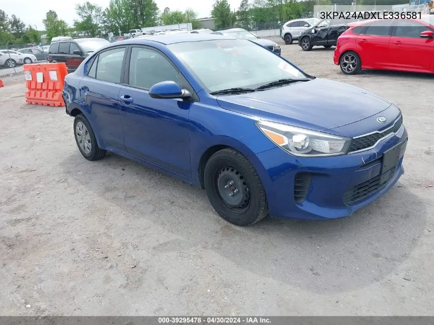 2020 Kia Rio S VIN: 3KPA24ADXLE336581 Lot: 39295478