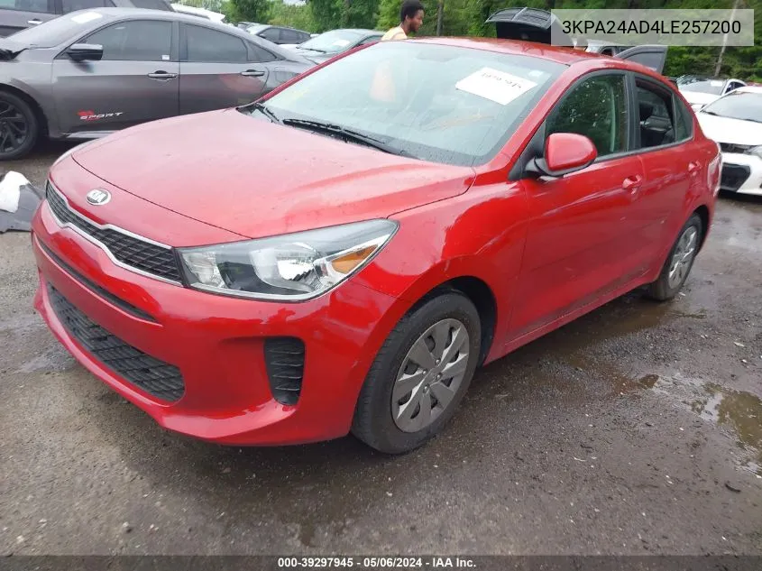 2020 Kia Rio S VIN: 3KPA24AD4LE257200 Lot: 39297945