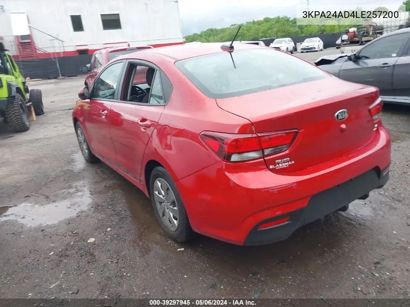 2020 Kia Rio S VIN: 3KPA24AD4LE257200 Lot: 39297945