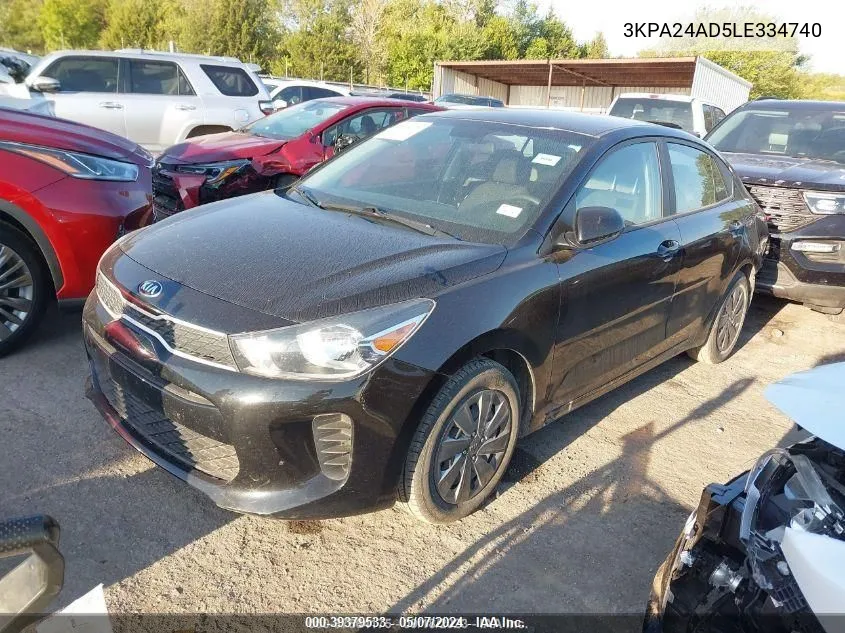 2020 Kia Rio S VIN: 3KPA24AD5LE334740 Lot: 39379533