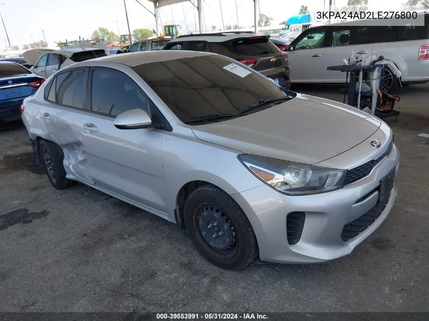 2020 Kia Rio Lx VIN: 3KPA24AD2LE276800 Lot: 39553991