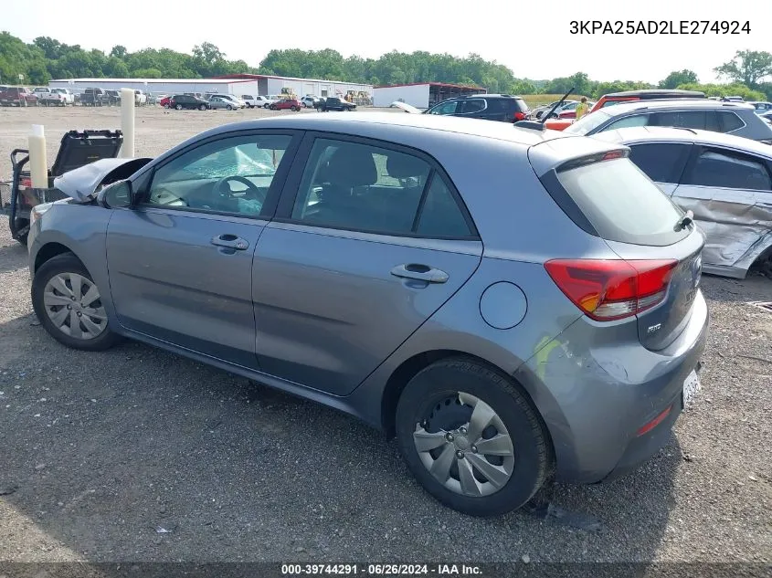 3KPA25AD2LE274924 2020 Kia Rio Lx/S