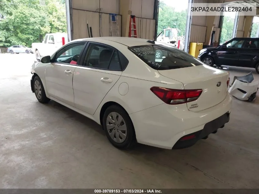 2020 Kia Rio S VIN: 3KPA24AD2LE282404 Lot: 39789153