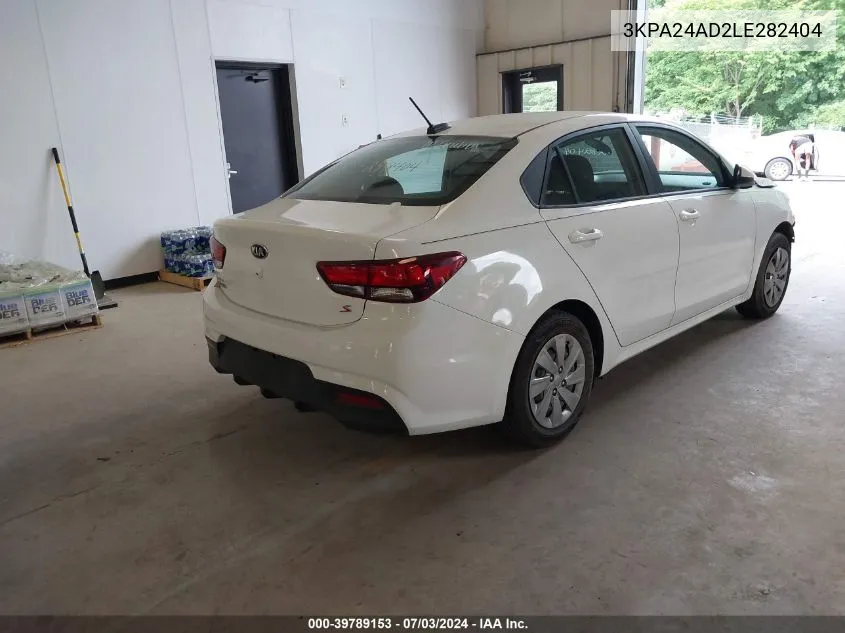 2020 Kia Rio S VIN: 3KPA24AD2LE282404 Lot: 39789153