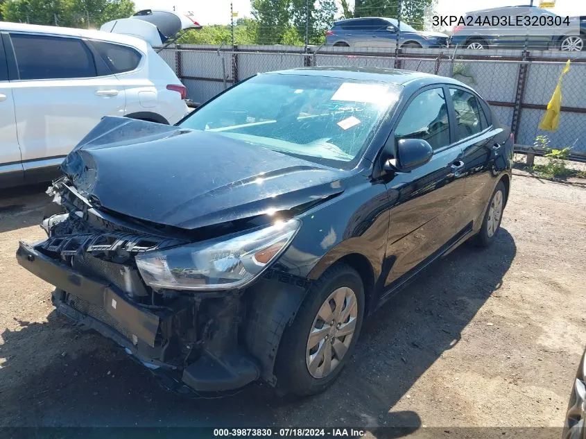 2020 Kia Rio Lx VIN: 3KPA24AD3LE320304 Lot: 39873830