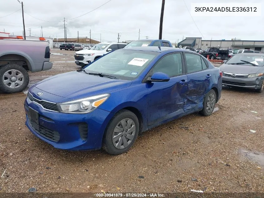 2020 Kia Rio S VIN: 3KPA24AD5LE336312 Lot: 39941879